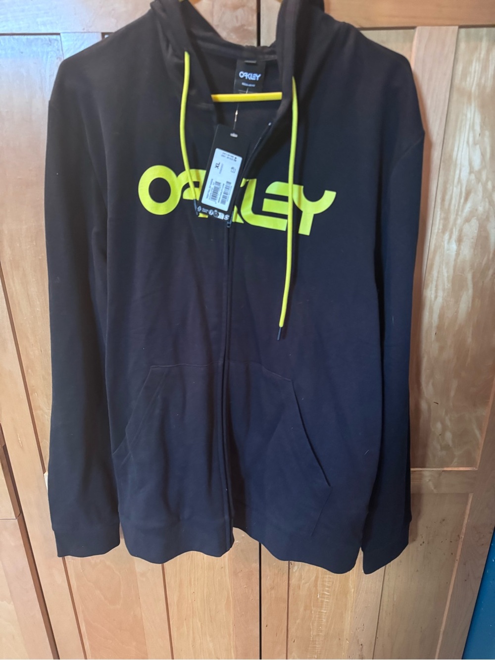 Oakley Black Pullover Hoodie with Neon Yellow Accent